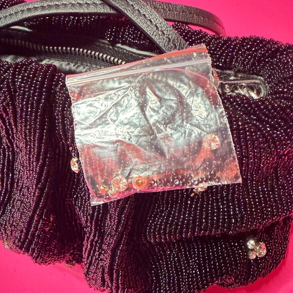 Staud Black Beaded Shoulder Bag – Unique Celestial Rhinestone Moon Design - Picture 8 of 12